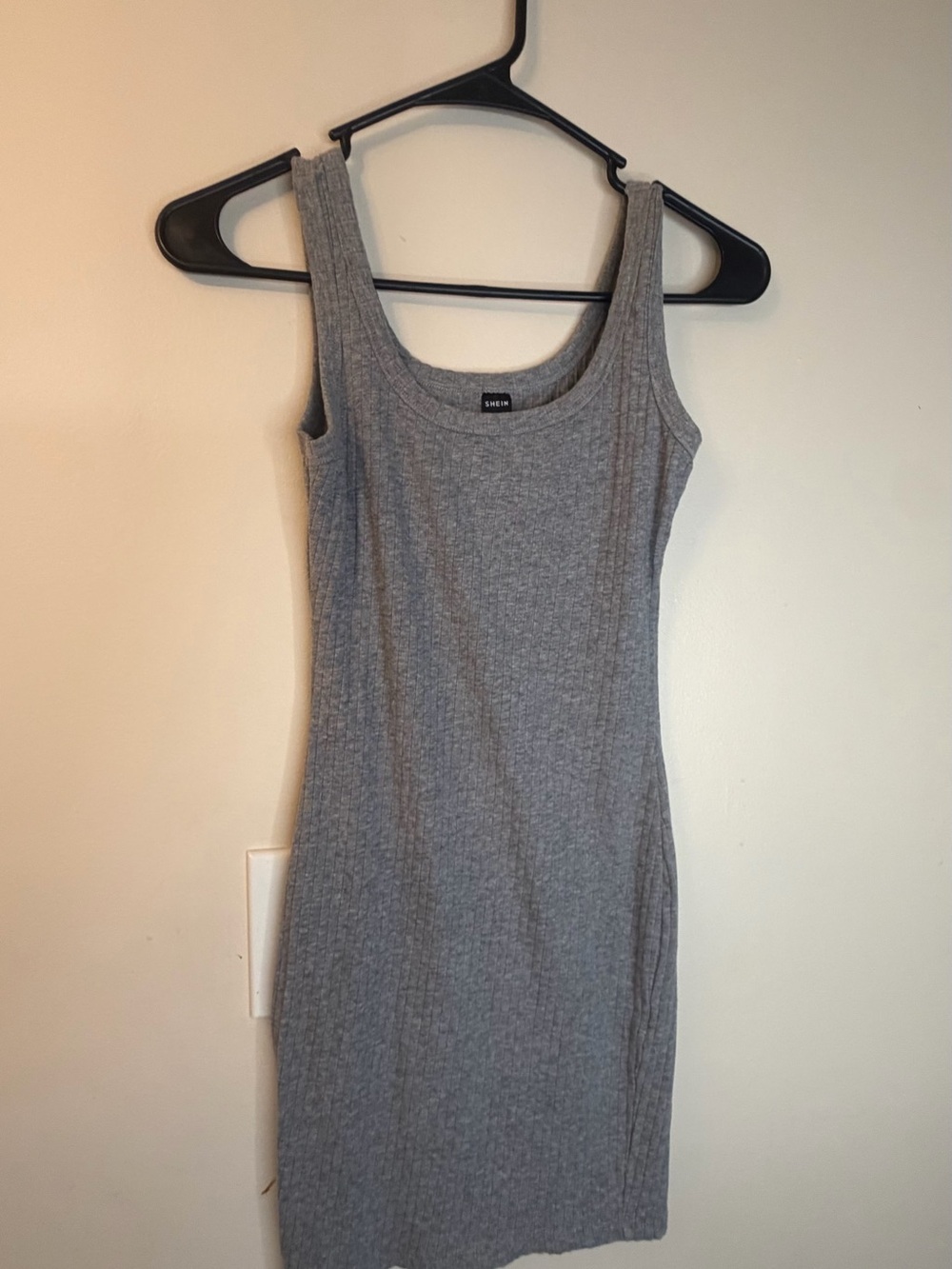 SHEIN Grey Ribbed Tank Midi Dress